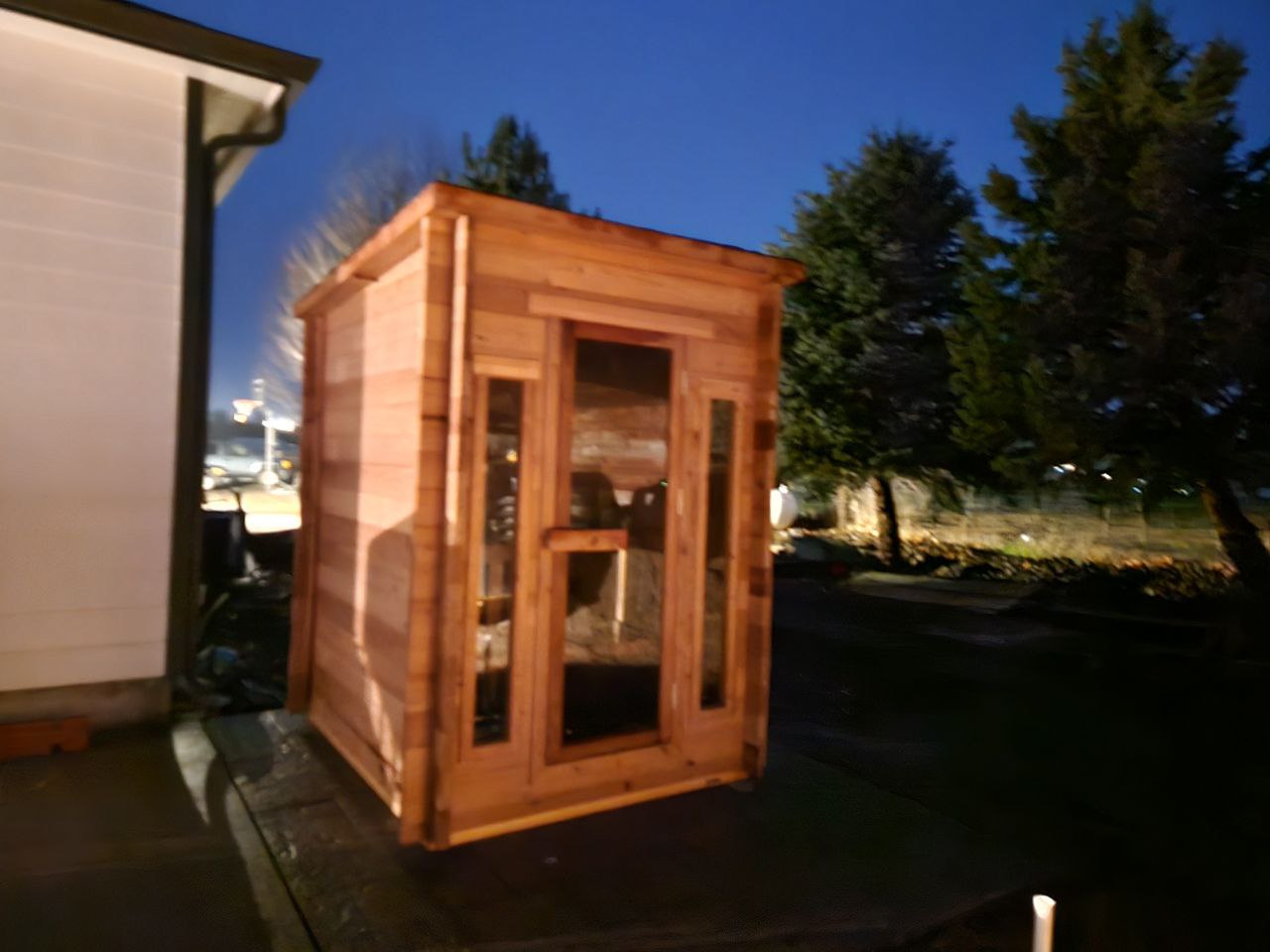 Outdoor Cedar Sauna Installation - AquaZen Richland WA