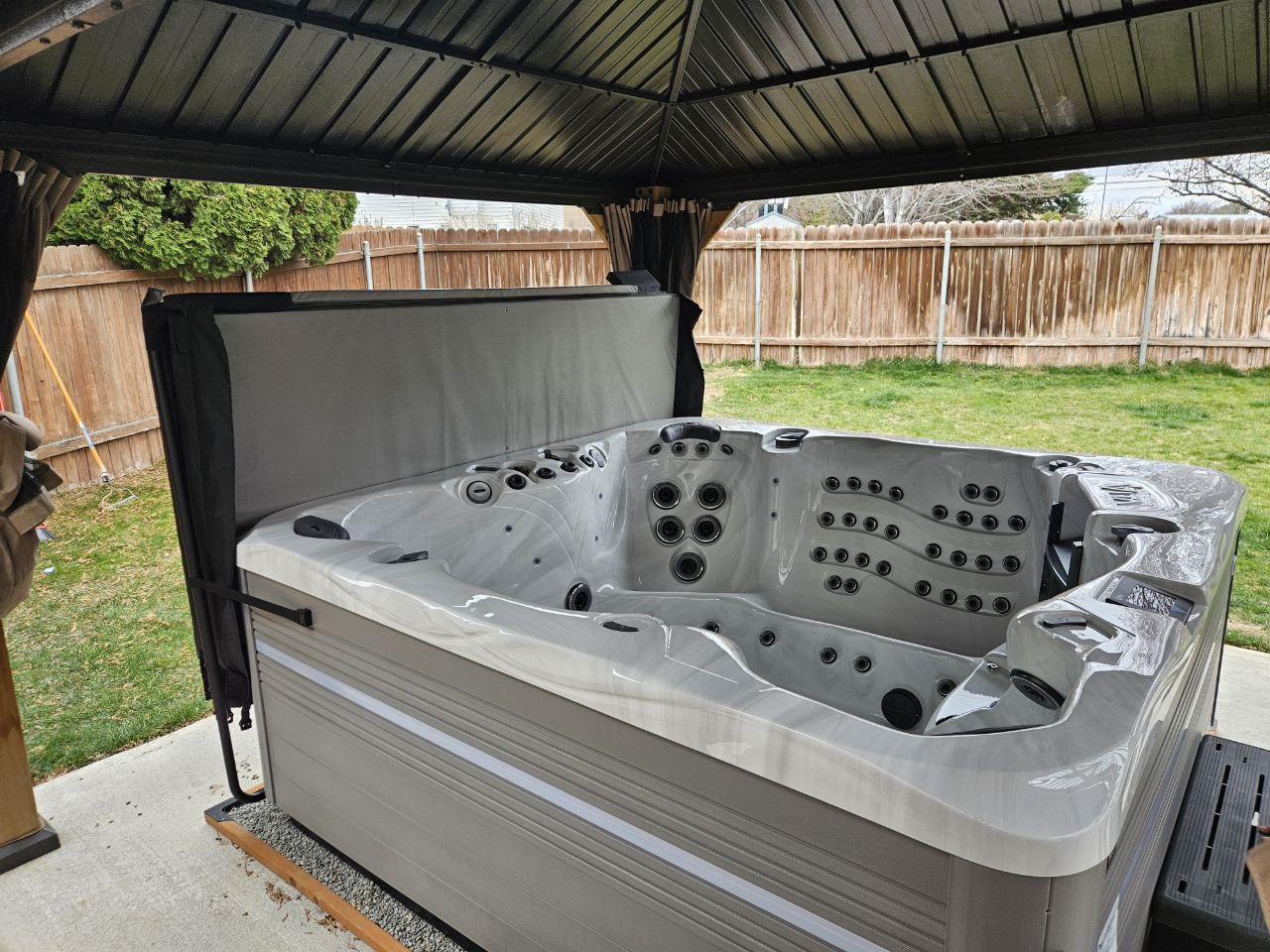 Vita Spa delivered and installed under gazebo — AquaZen Richland WA
